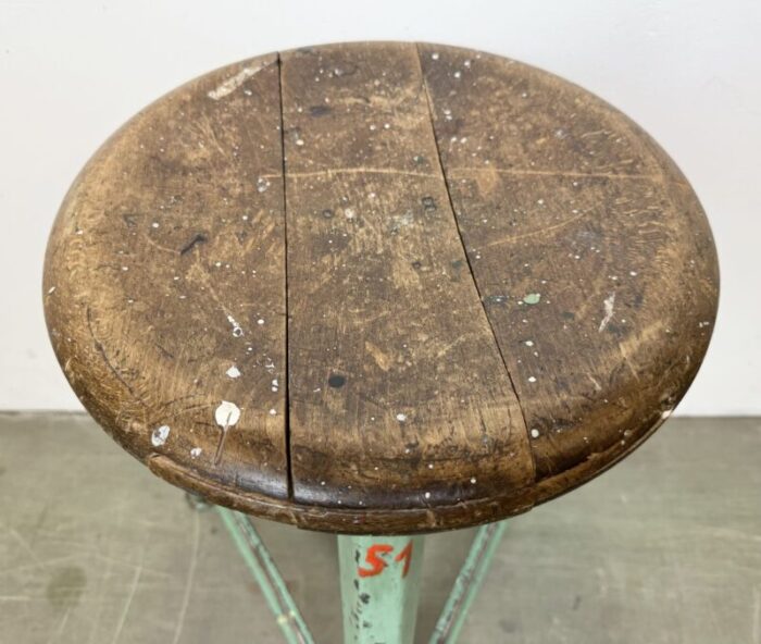 industrial green workshop stool 1960s 1302