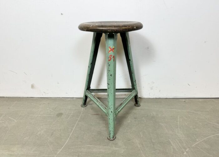 industrial green workshop stool 1960s 5723