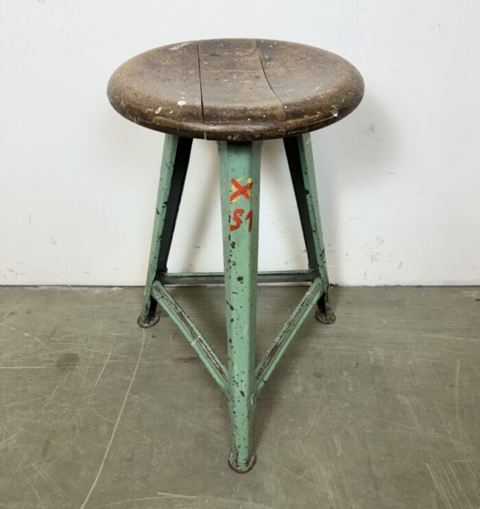 industrial green workshop stool 1960s 6520