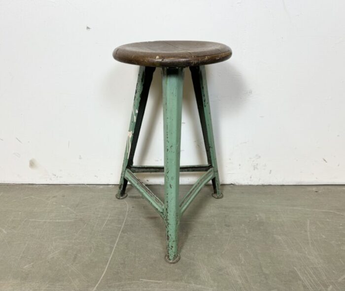 industrial green workshop stool 1960s 7443