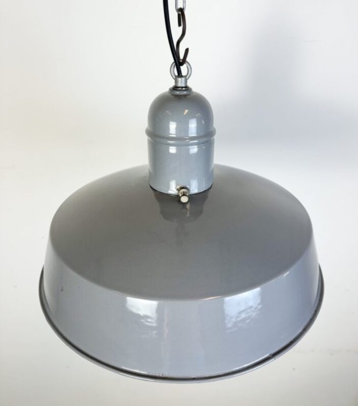 industrial grey enamel factory pendant lamp 1960s 4027