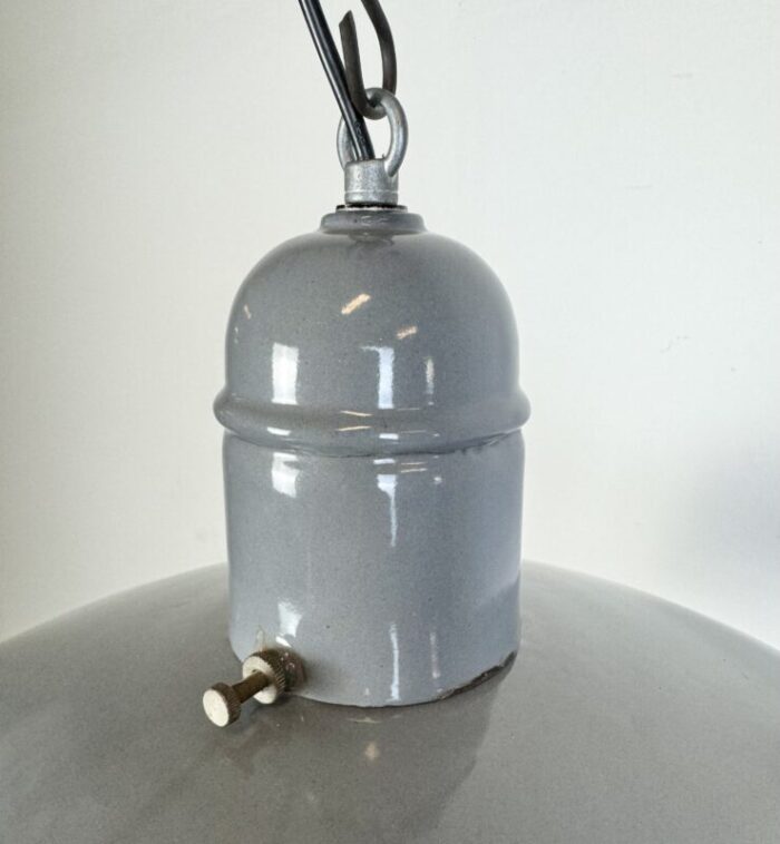 industrial grey enamel factory pendant lamp 1960s 5282