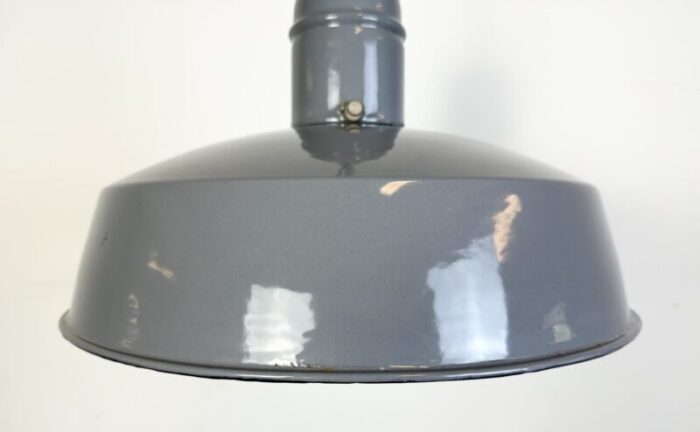 industrial grey enamel factory pendant lamp 1960s 6724