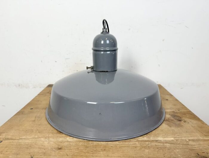 industrial grey enamel factory pendant lamp 1960s 7725