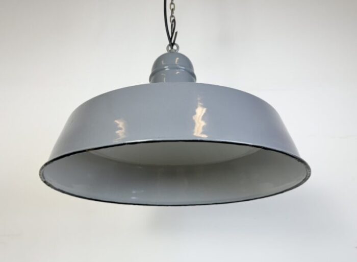 industrial grey enamel factory pendant lamp 1960s 8568