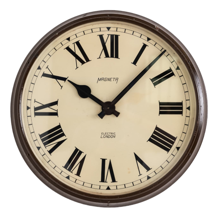 industrial metal wall clock from magneta 1920s 7586