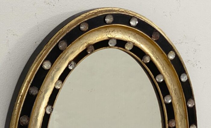 irish ebony and gilt oval wall mirror with glass studs h 18 12 x w 14 12 1867