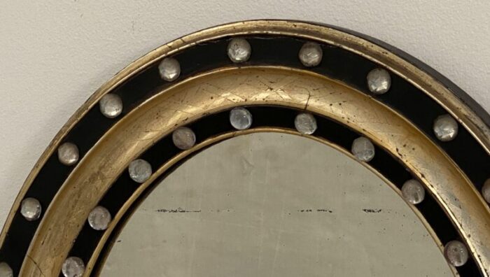 irish ebony and gilt oval wall mirror with glass studs h 21 x w 16 34 2705