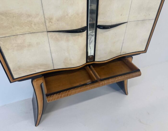 italian art deco parchment maple black mirrors bar cabinet attributed to paolo buffa 1940s 2445