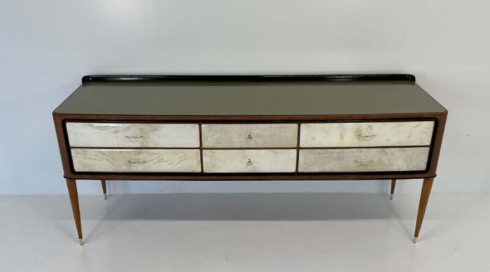 italian art deco parchment walnut and black dresser attributed to paolo buffa 1940s 2786