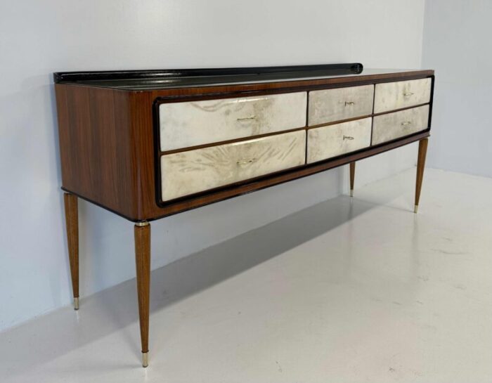 italian art deco parchment walnut and black dresser attributed to paolo buffa 1940s 3573