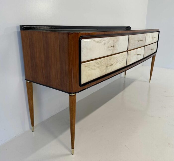 italian art deco parchment walnut and black dresser attributed to paolo buffa 1940s 5535