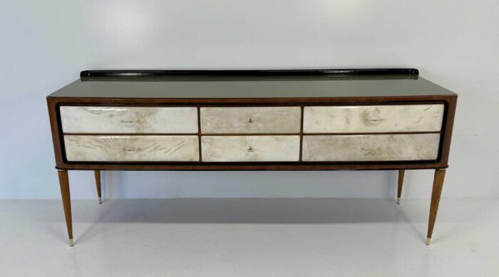 italian art deco parchment walnut and black dresser attributed to paolo buffa 1940s 7199