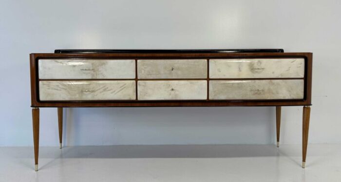 italian art deco parchment walnut and black dresser attributed to paolo buffa 1940s 8671