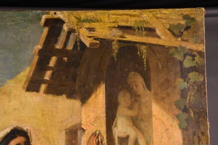 italian artist neapolitan woman with child 19th century canvas painting 5