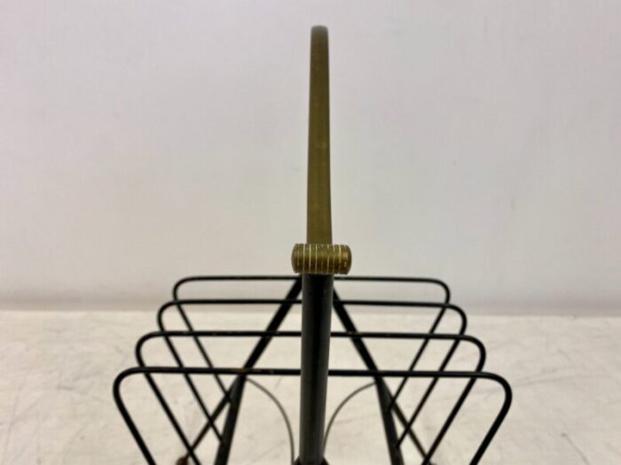 italian black metal brass magazine rack 1960s 6