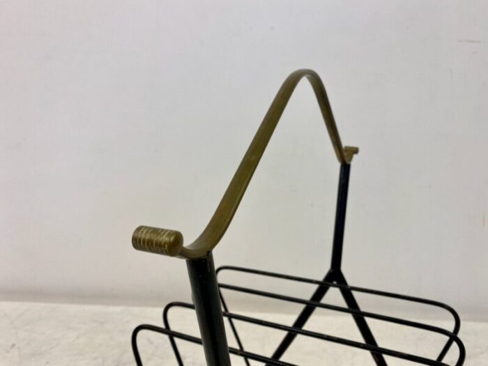 italian black metal brass magazine rack 1960s 7