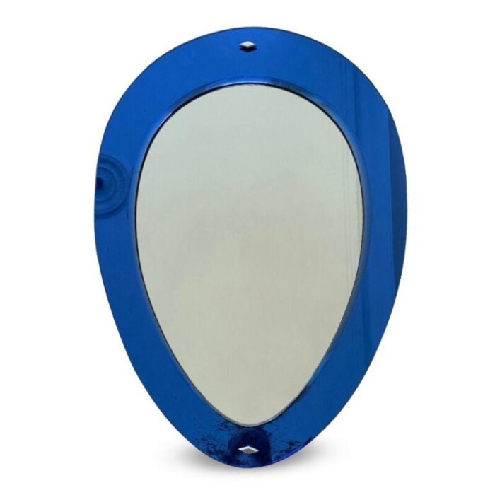 italian blue glass mirror 1950s 4