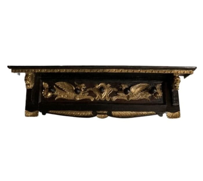 italian coat rack in ebonised wood with gold detail 1