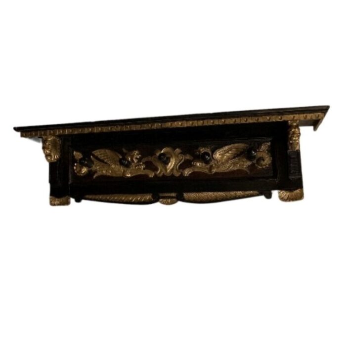 italian coat rack in ebonised wood with gold detail 7