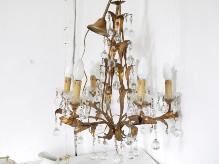 italian florentine metal tole chandelier 6297