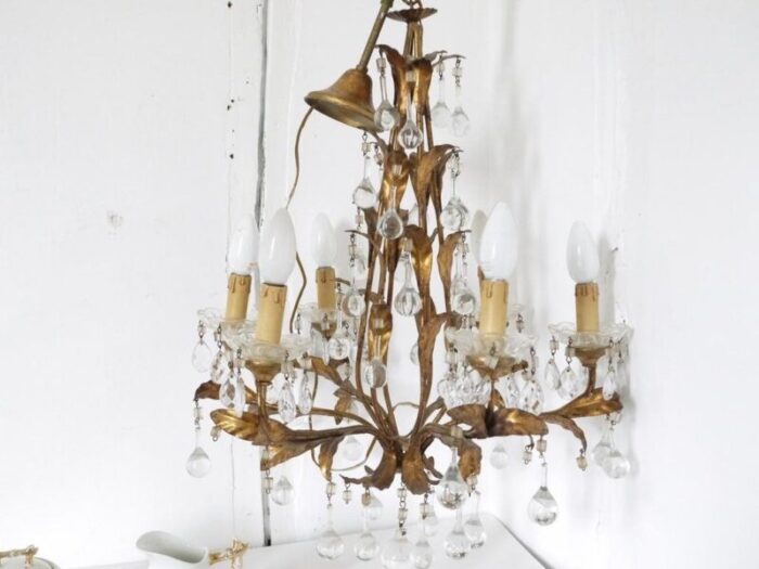 italian florentine metal tole chandelier 6869