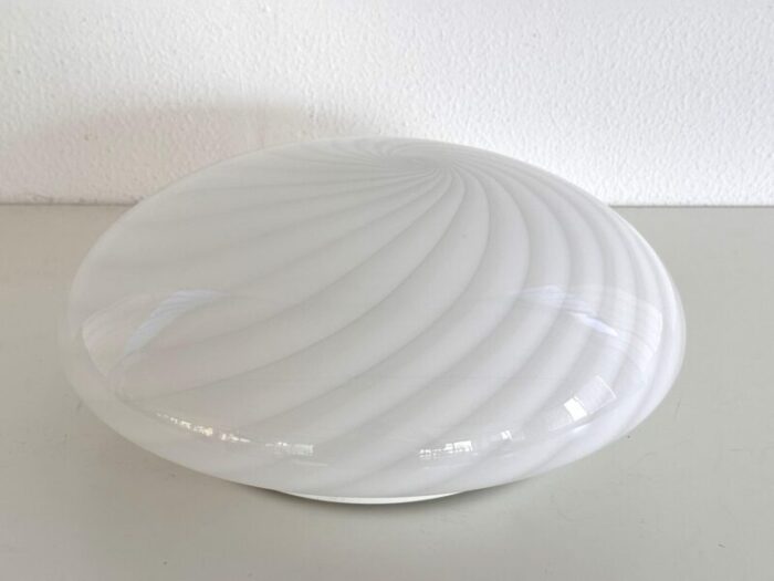 italian murano glass flush mount light with white swirl glass 1970 3948