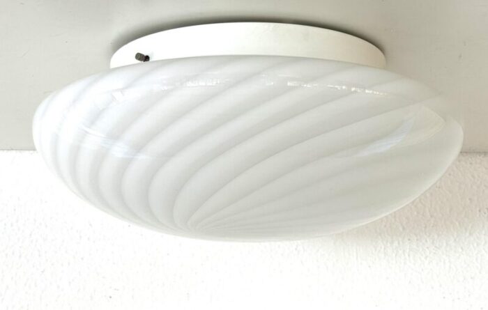 italian murano glass flush mount light with white swirl glass 1970 4000