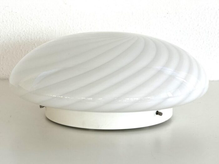 italian murano glass flush mount light with white swirl glass 1970 4069