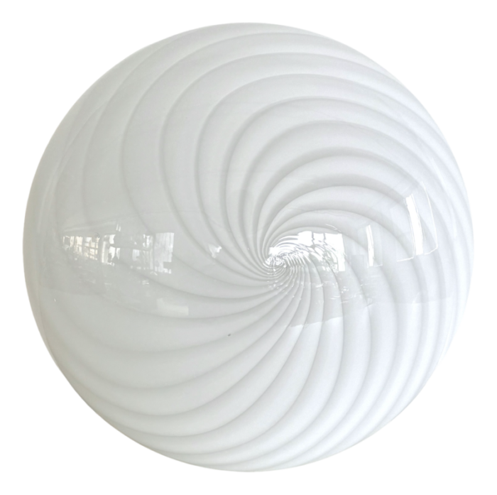 italian murano glass flush mount light with white swirl glass 1970 5801