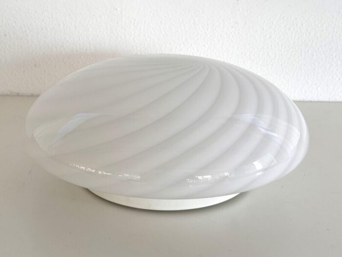 italian murano glass flush mount light with white swirl glass 1970 7382