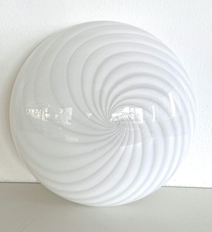 italian murano glass flush mount light with white swirl glass 1970 9520