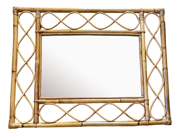 italian wall mirror in bamboo 1960s 7124