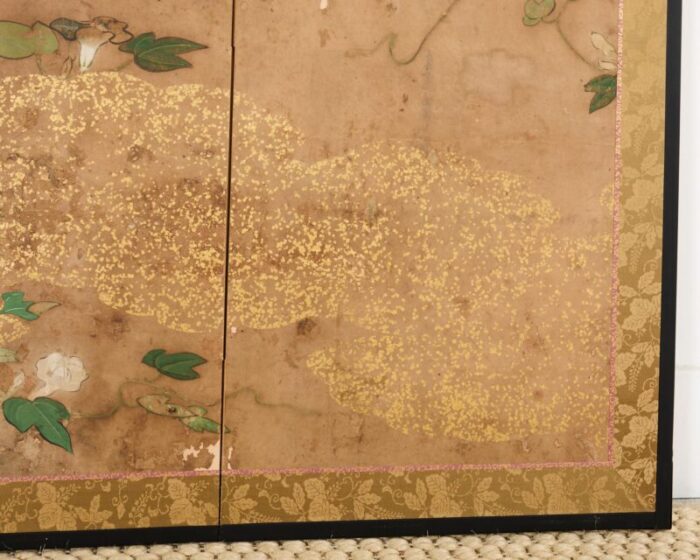 japanese edo six panel screen flowering morning glory 3382