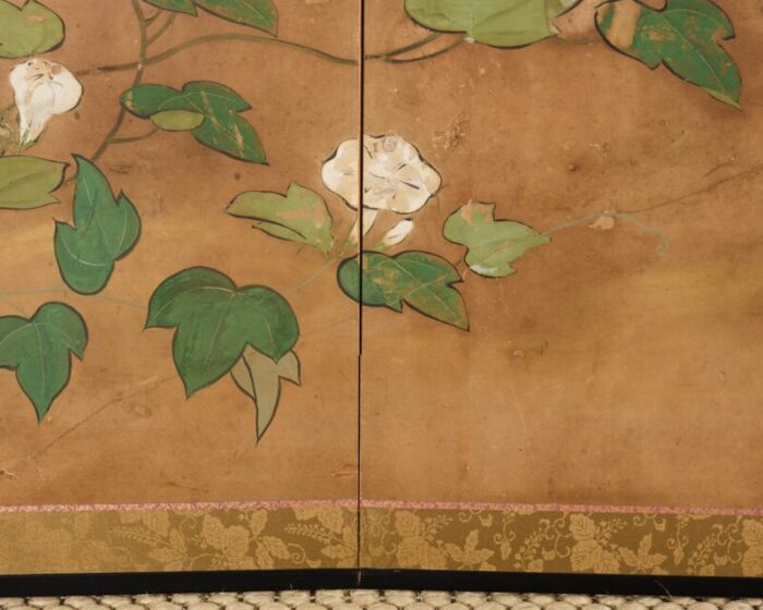 japanese edo six panel screen flowering morning glory 9336