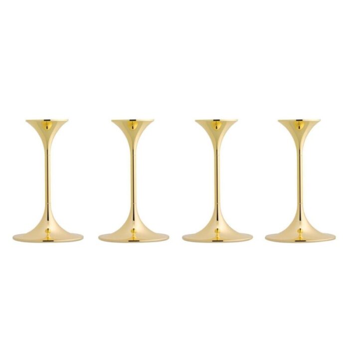 jazz candleholders in steel with brass plating by max brueel set of 4 1