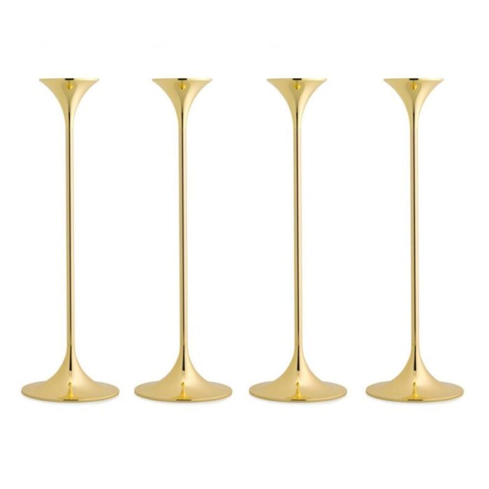 jazz candleholders in steel with brass plating by max brueel set of 4 3