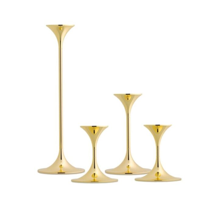 jazz candleholders in steel with brass plating by max brueel set of 4 5