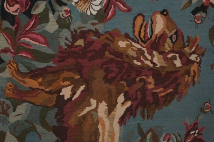 kilim rug with double lion motif 1970s 9