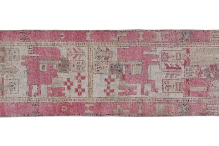 kurdish distressed pictorial runner rug with human motif 4