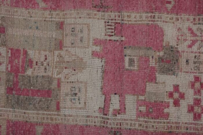 kurdish distressed pictorial runner rug with human motif 7