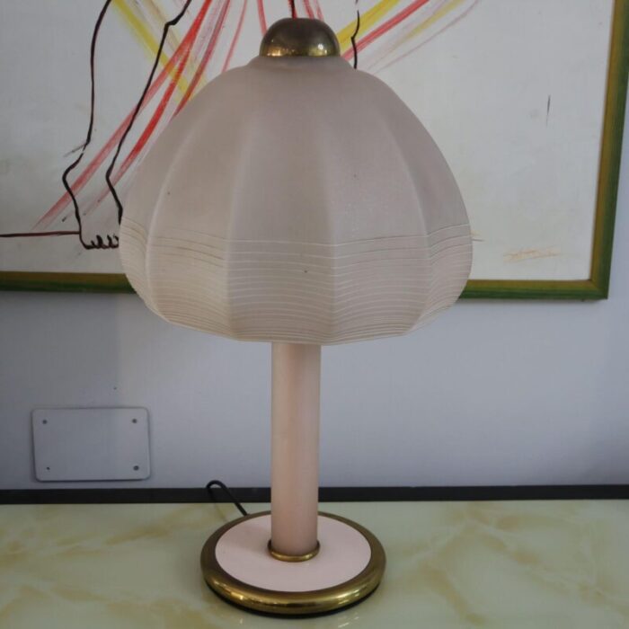 lamp in murano glass with brass structure by f fabbian 1970s 1199