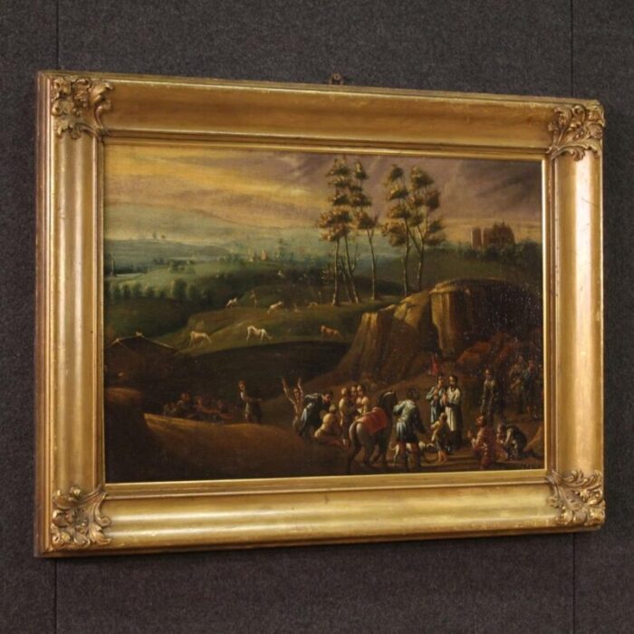 landscape with wayfarers 1750 oil on canvas framed 6490