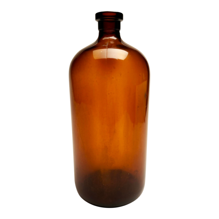 large antique amber apothecary bottle 3297