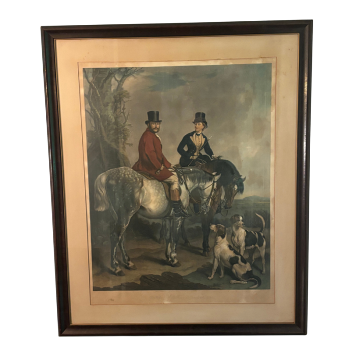 large antique engraving of the duke and duchess of branfort 1864 framed 4951