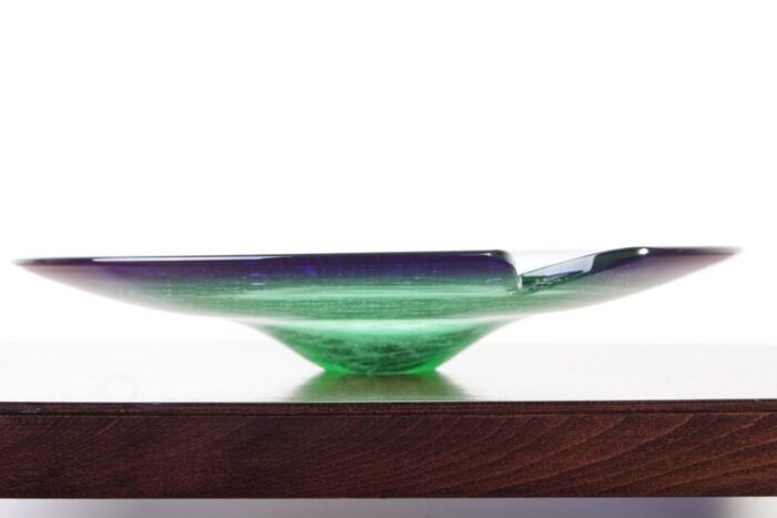 large czechoslovakian glass bowl in green and blue by rudolf beranek for skrdlovice 1960s 1