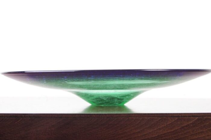 large czechoslovakian glass bowl in green and blue by rudolf beranek for skrdlovice 1960s 2