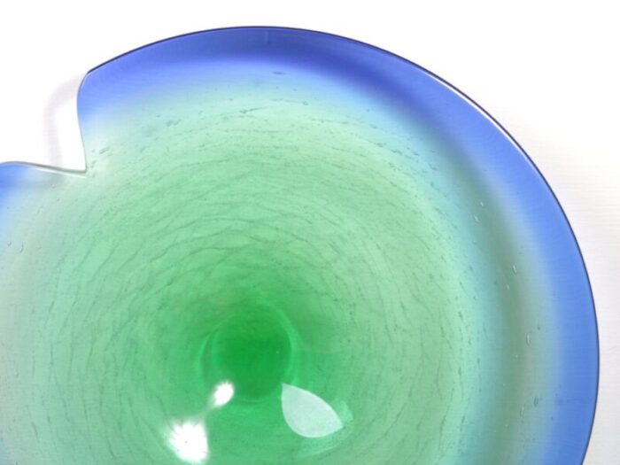 large czechoslovakian glass bowl in green and blue by rudolf beranek for skrdlovice 1960s 3