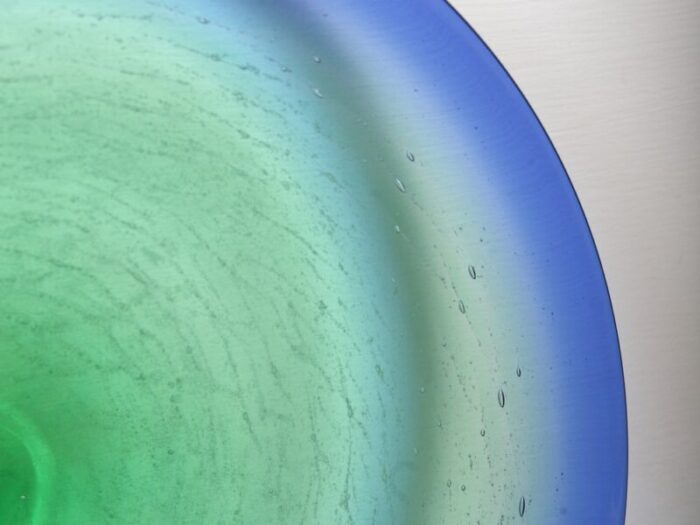 large czechoslovakian glass bowl in green and blue by rudolf beranek for skrdlovice 1960s 4