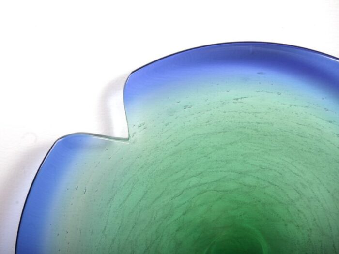 large czechoslovakian glass bowl in green and blue by rudolf beranek for skrdlovice 1960s 6